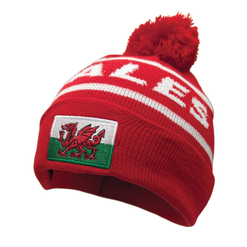Wales & Cymru Red Bobble hat