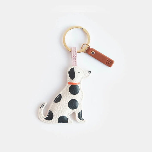 Mono Scattered Dot Dog Keyring