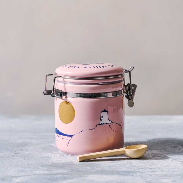 Pink Llanddwyn Ceramic Jar with Pure Sea Salt