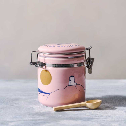 Pink Llanddwyn Ceramic Jar with Pure Sea Salt