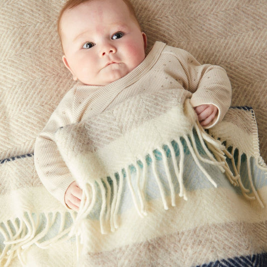 Seashore Stripe Pram Blanket By Tweedmill