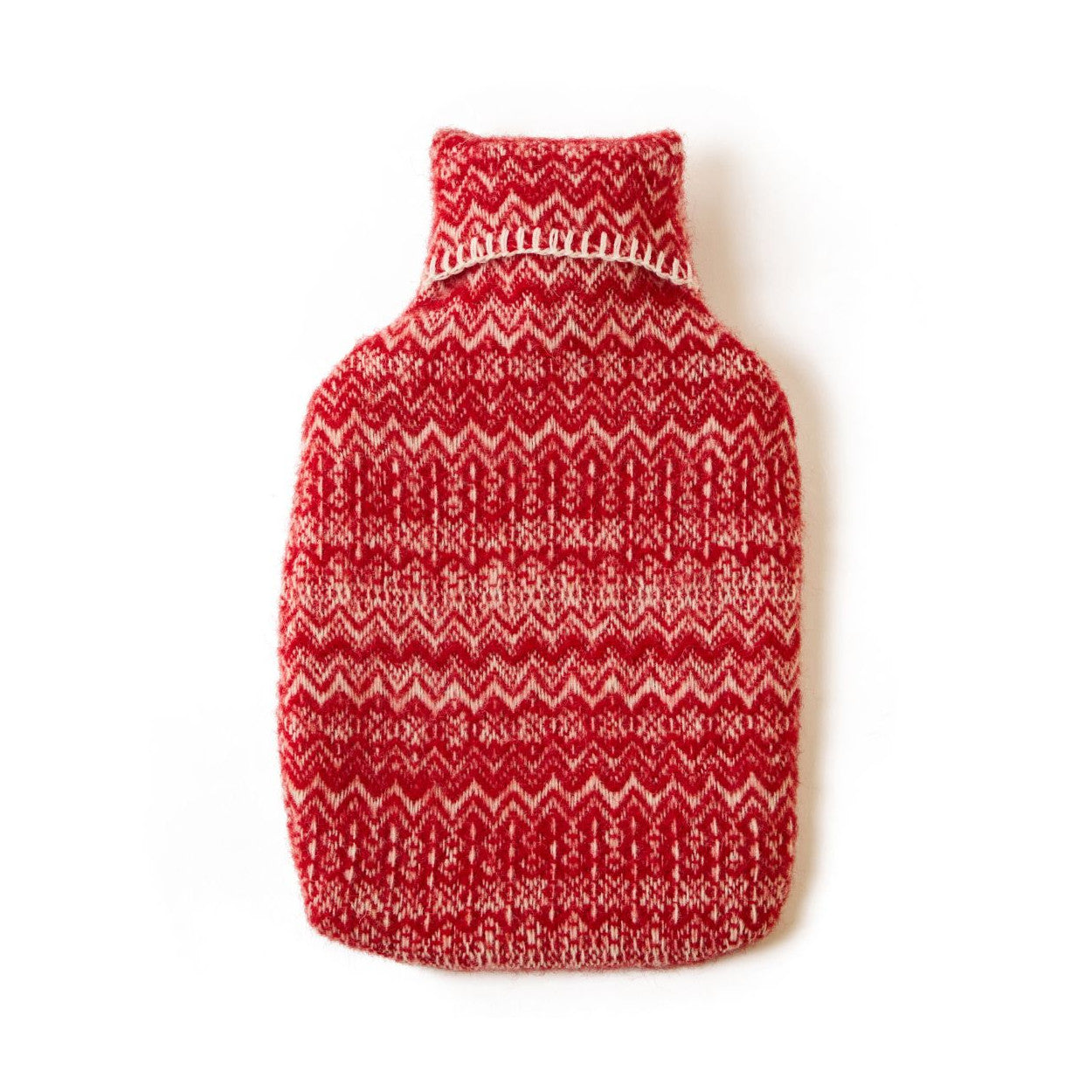 Pure New Wool Hot Water Bottle Fair Isle Red