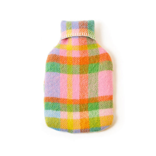 Pure New Wool Hot Water Bottle Rainbow Check