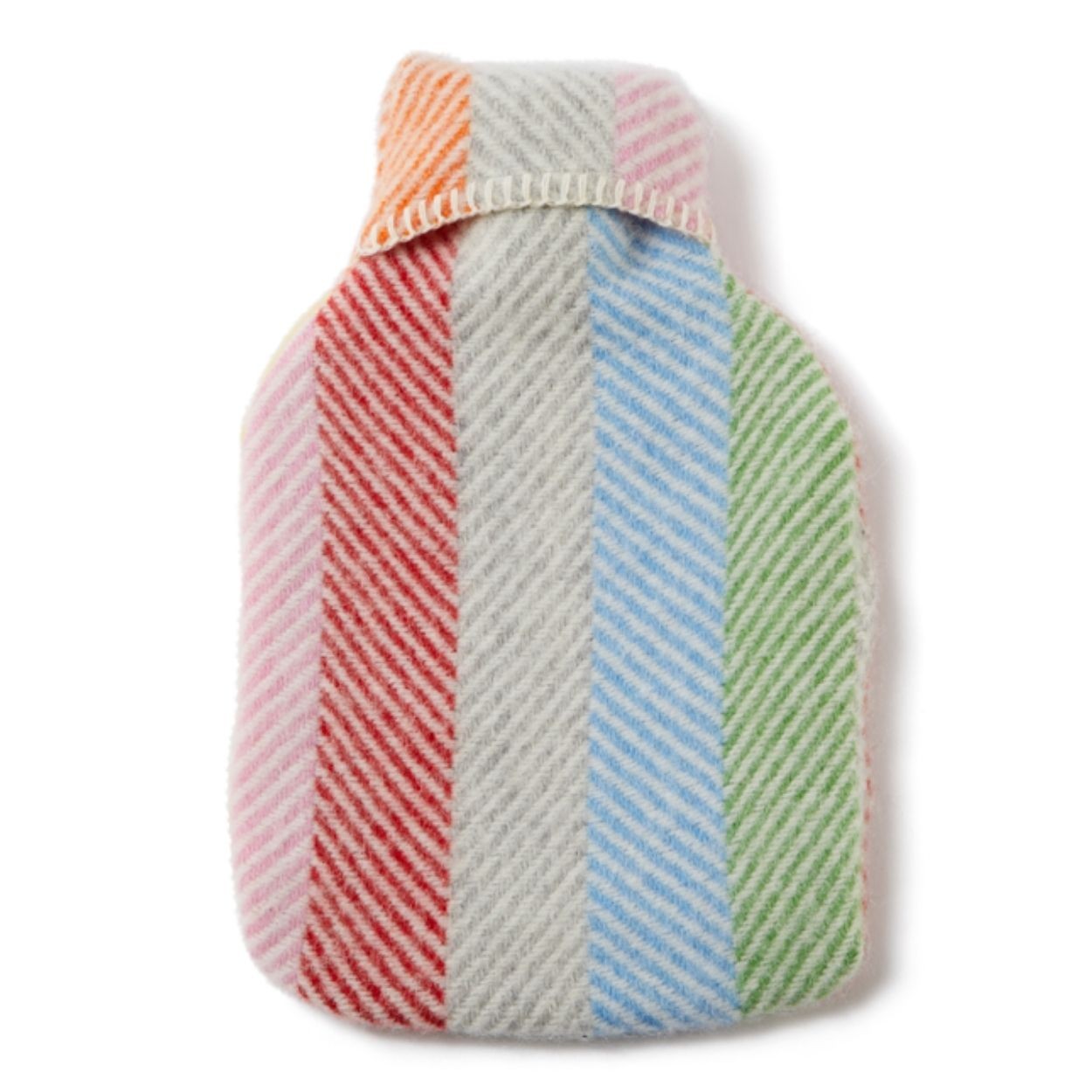 Pure New Wool Hot Water Bottle Rainbow Grey Stripe