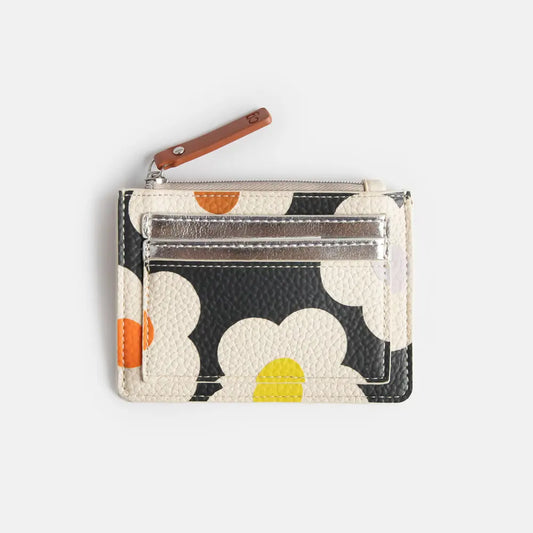 Multi Flower Charcoal Short Patch Purse