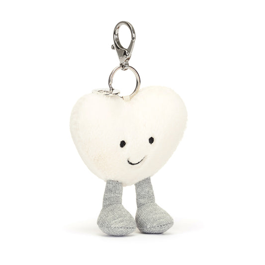 Amuseables Cream Heart Bag Charm by Jellycat