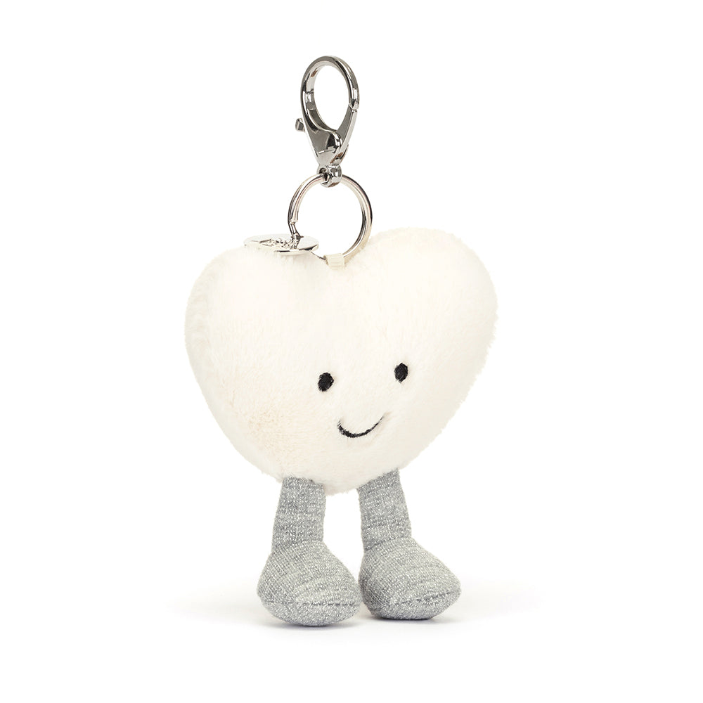 Amuseables Cream Heart Bag Charm by Jellycat