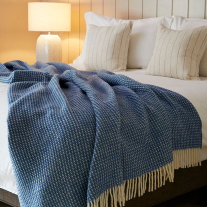 Waffle Blue Jay Throw By Tweedmill