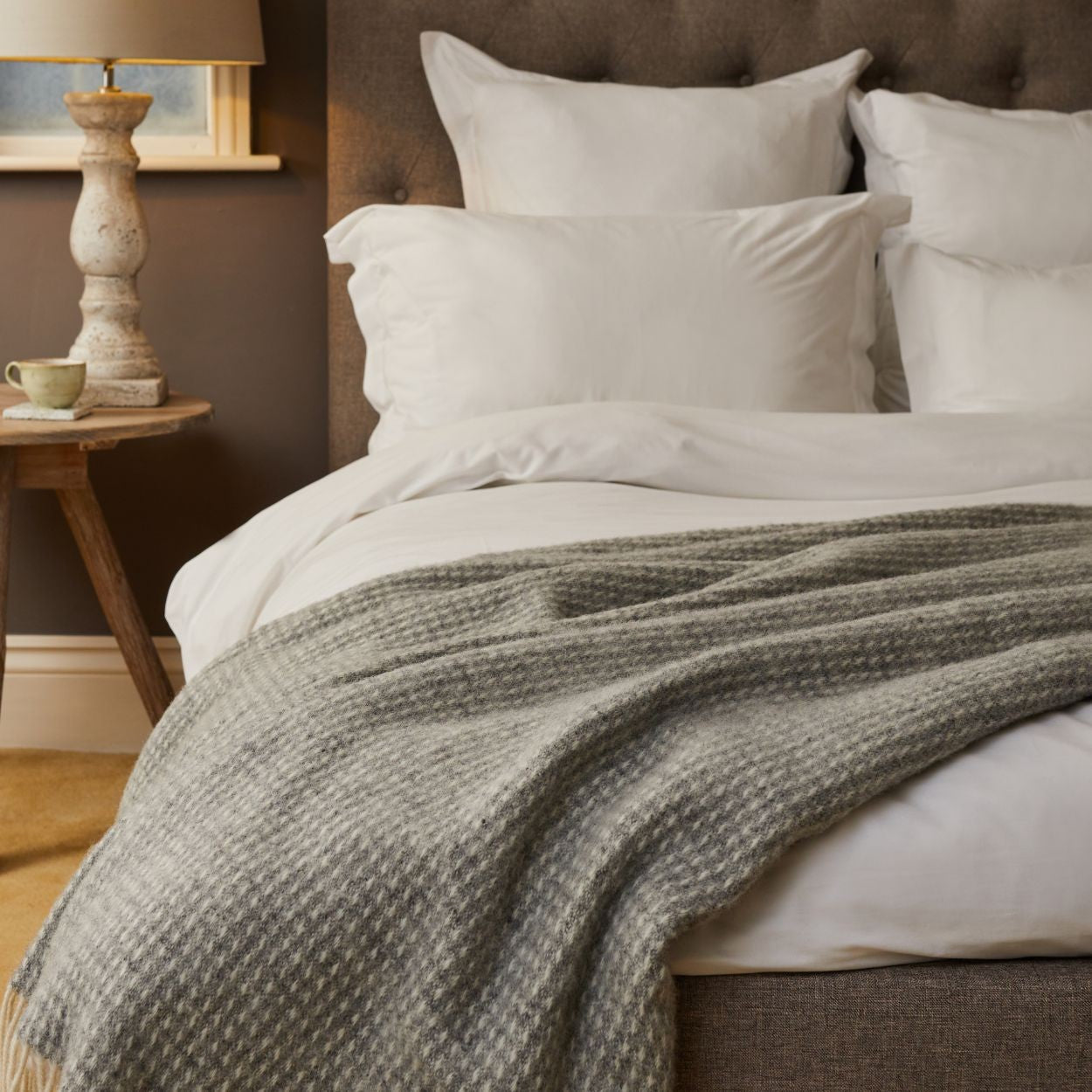Waffle Grey Throw By Tweedmill