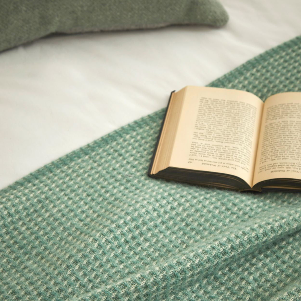 Waffle Sea Green Throw By Tweedmill