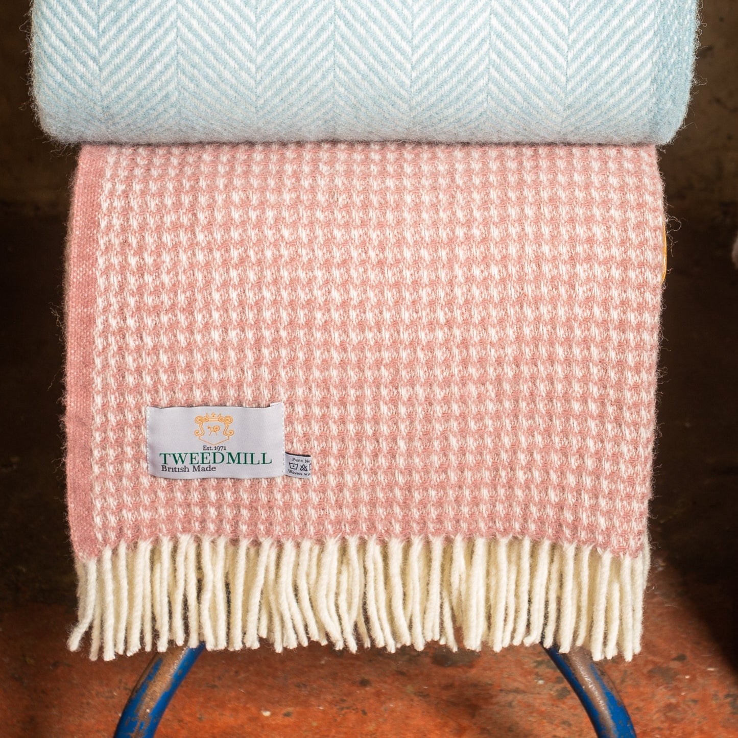 Dusky Pink Waffle Welsh Blanket by Tweedmill