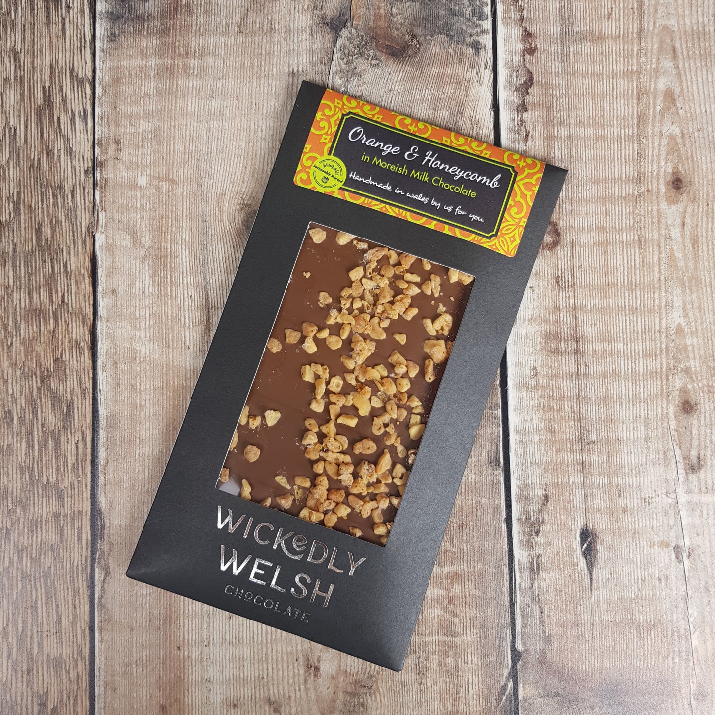 Orange and Honeycomb Milk Chocolate Bar by Wickedly Welsh