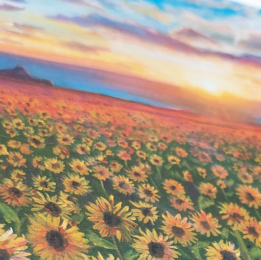 'Rhossili Sunflowers' Welsh Art Print