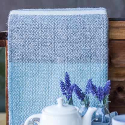 Grey with Duck Egg Blue Panel Illusion Welsh Blanket by Tweedmill