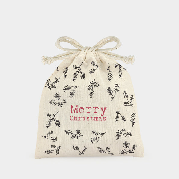 Small Merry Christmas Drawstring Bag