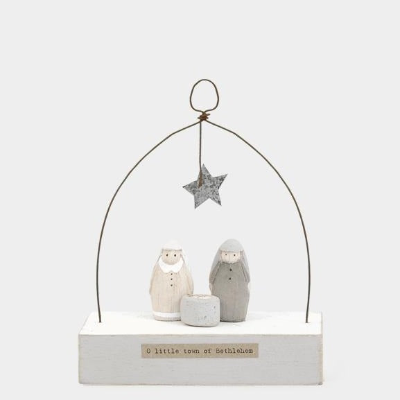 Christmas Nativity Wood and Wire Scene