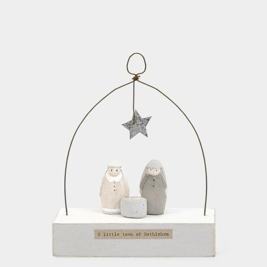 Christmas Nativity Wood and Wire Scene