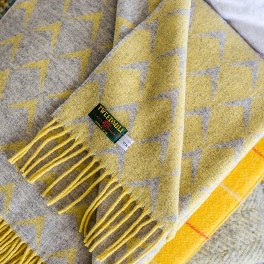 Merino Yellow Coastal Welsh Blanket by Tweedmill