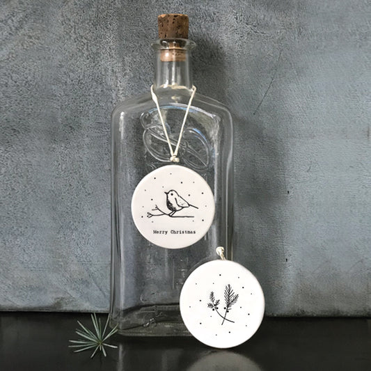 Christmas robin Porcelain Tree Decoration