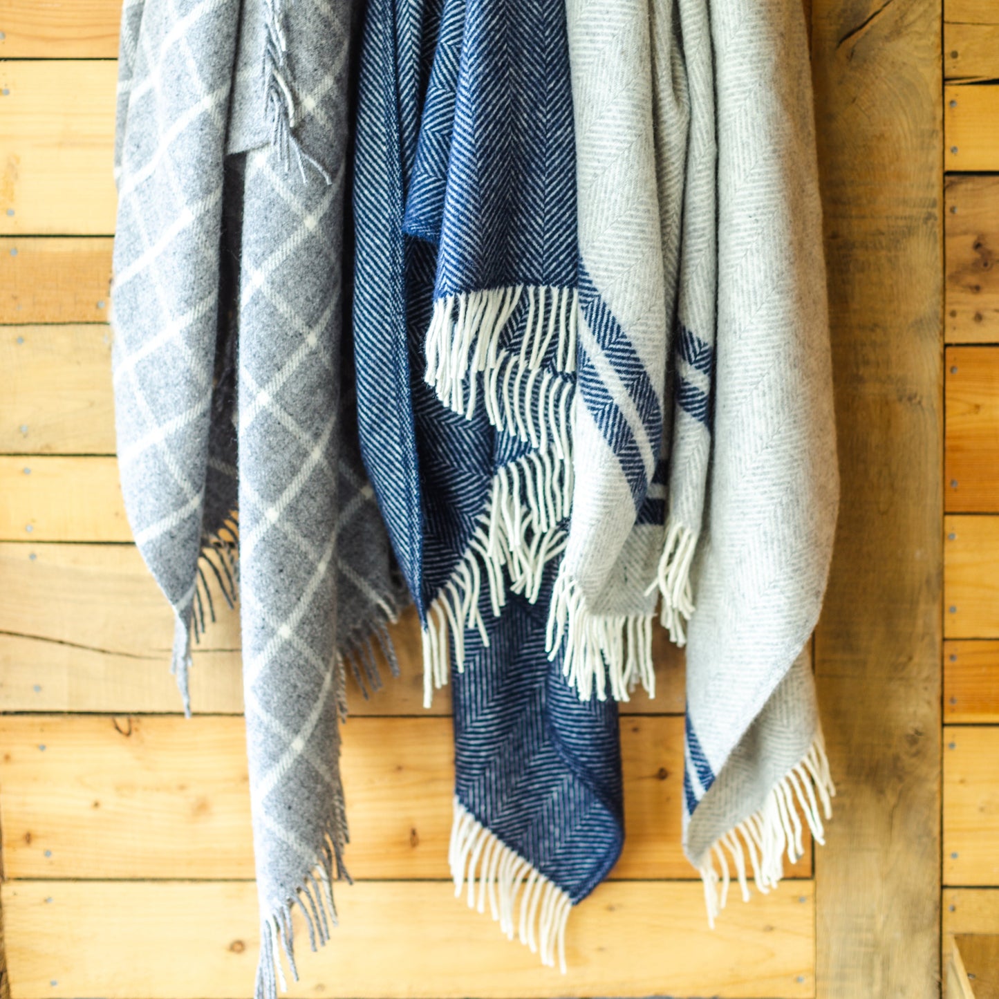 Grey/Navy 2 Stripe Throw by Tweedmill