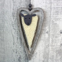 Wood Sheep Heart Hanger