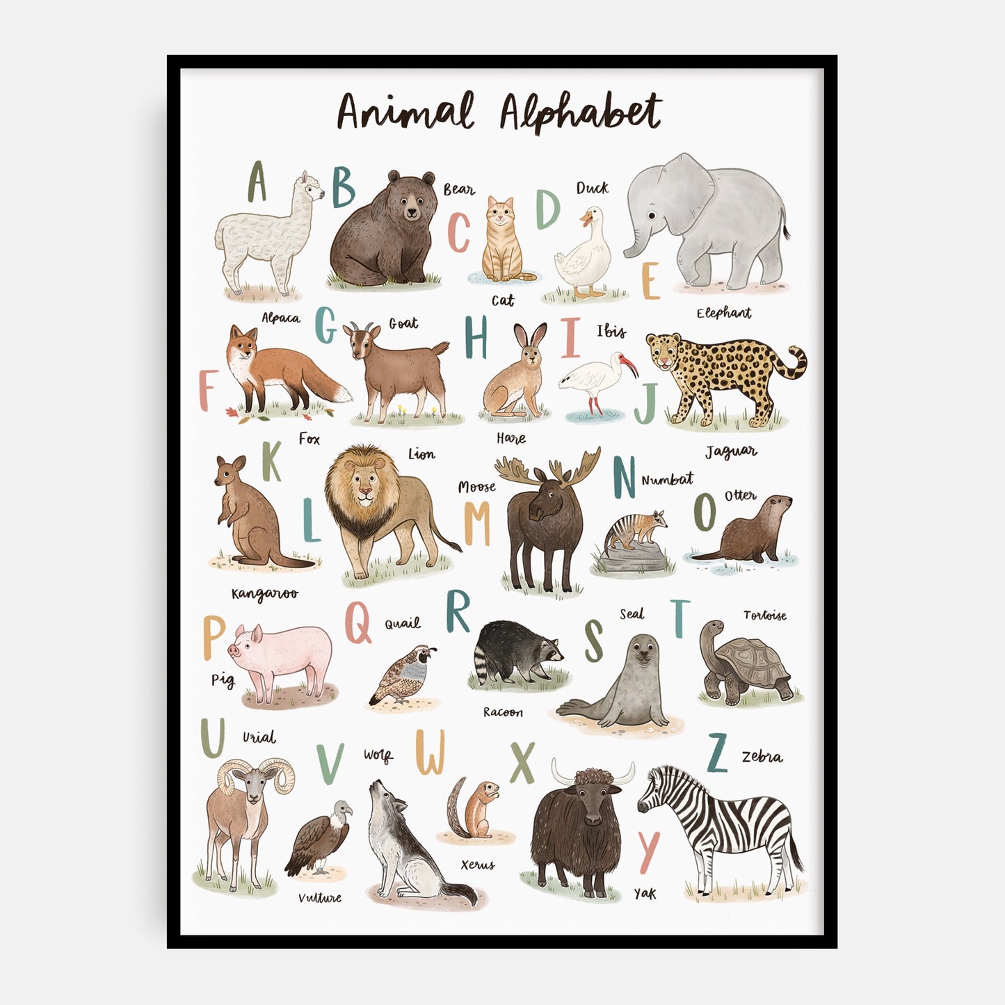 Welsh Animal Alphabet Welsh Art Print