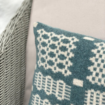 River Blue Square Lambswool Welsh Cushion