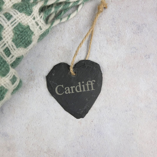 Small Cardiff Slate Heart Hanger