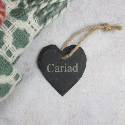 Small 'Cariad' Slate Heart