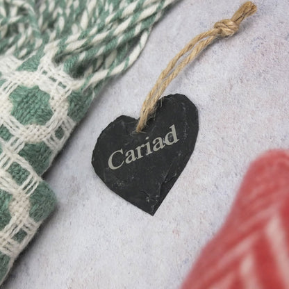 Small 'Cariad' Slate Heart