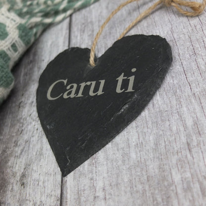 Medium 'Caru ti' Slate Heart