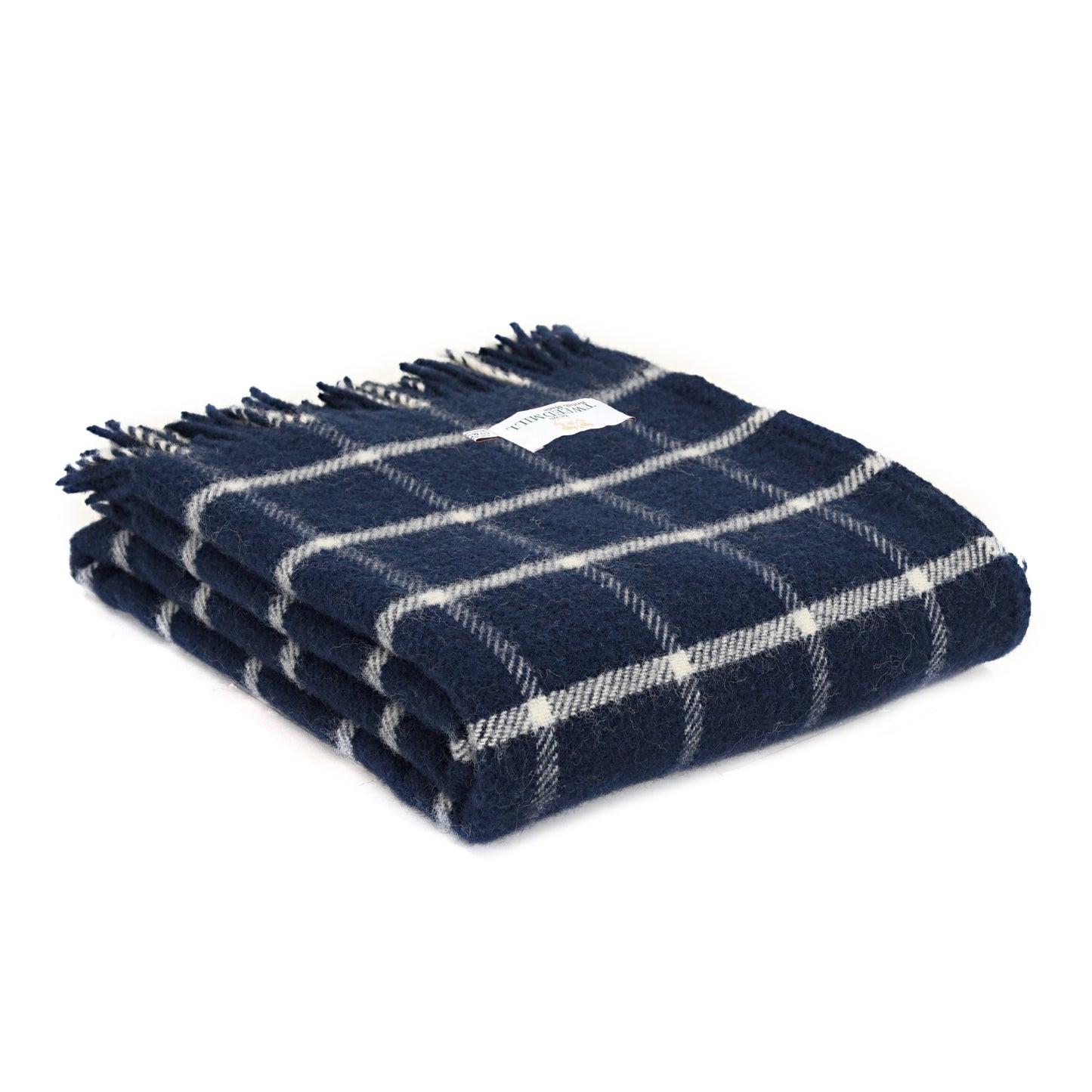 Navy Chequered Check Welsh Blanket by Tweedmill