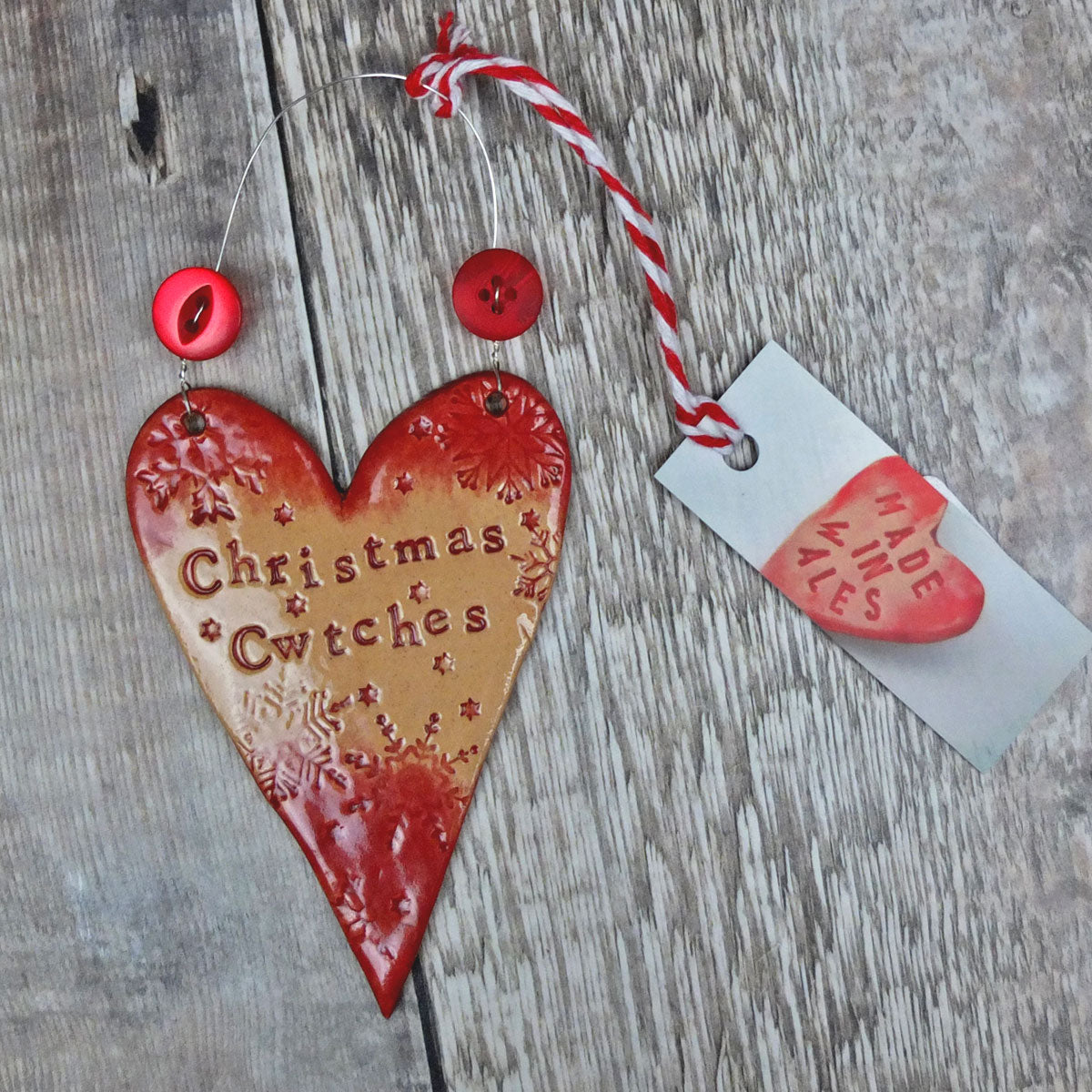 Christmas Cwtches Ceramic Heart Decoration