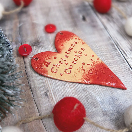 Christmas Cwtches Heart Decoration
