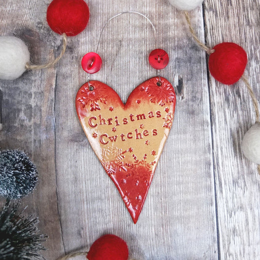 Christmas Cwtches Heart Decoration