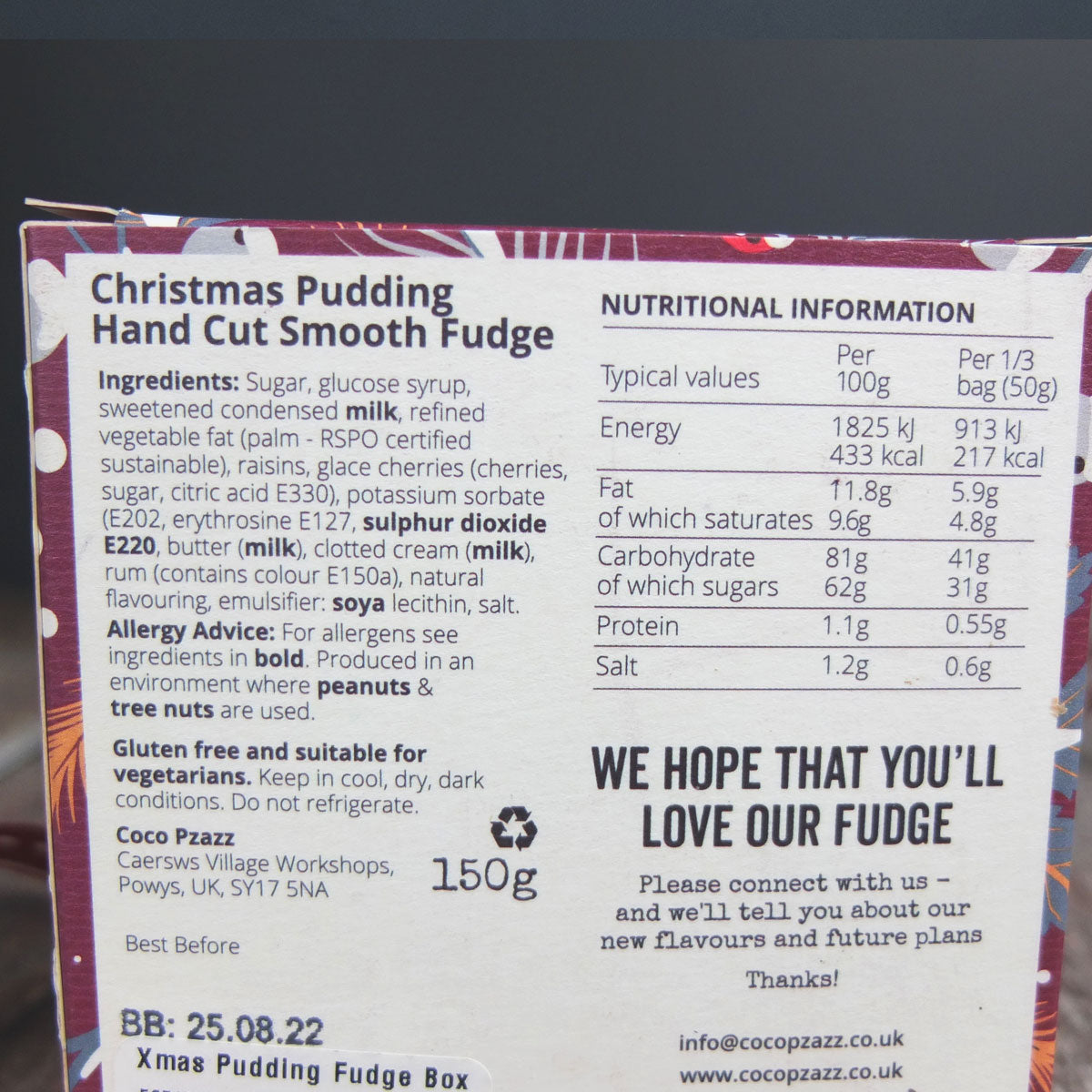 Christmas Pudding Fudge Box