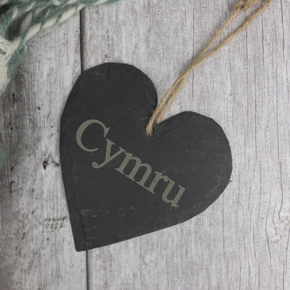 Medium 'Cymru' Slate Heart