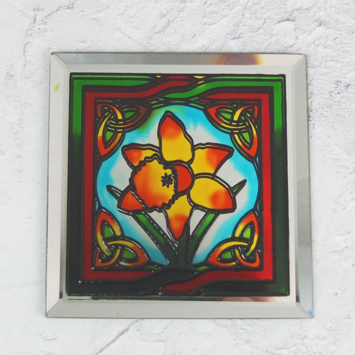 Stained Glass Mirrored Daffodil Coaster