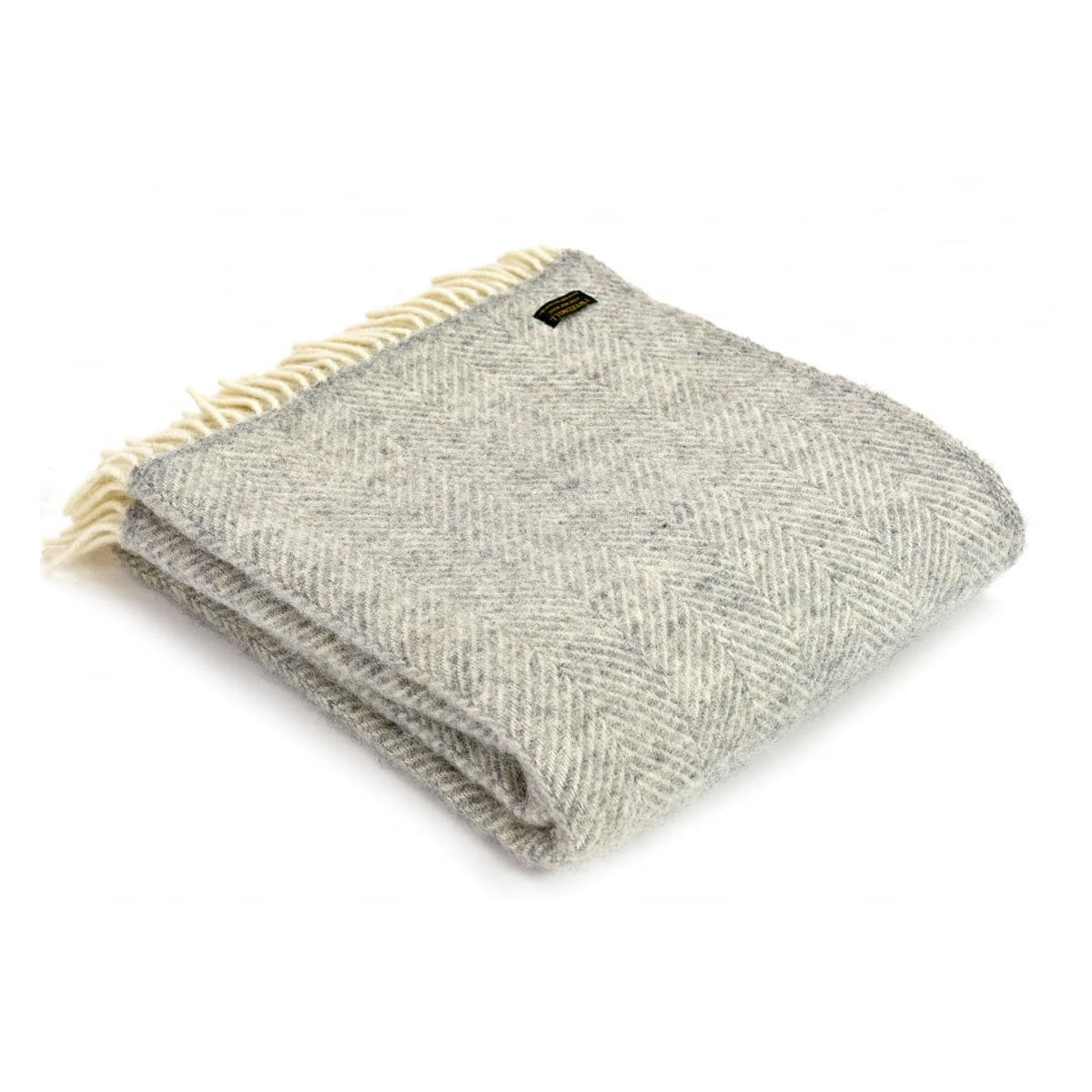 Grey Fishbone Welsh Blanket by Tweedmill