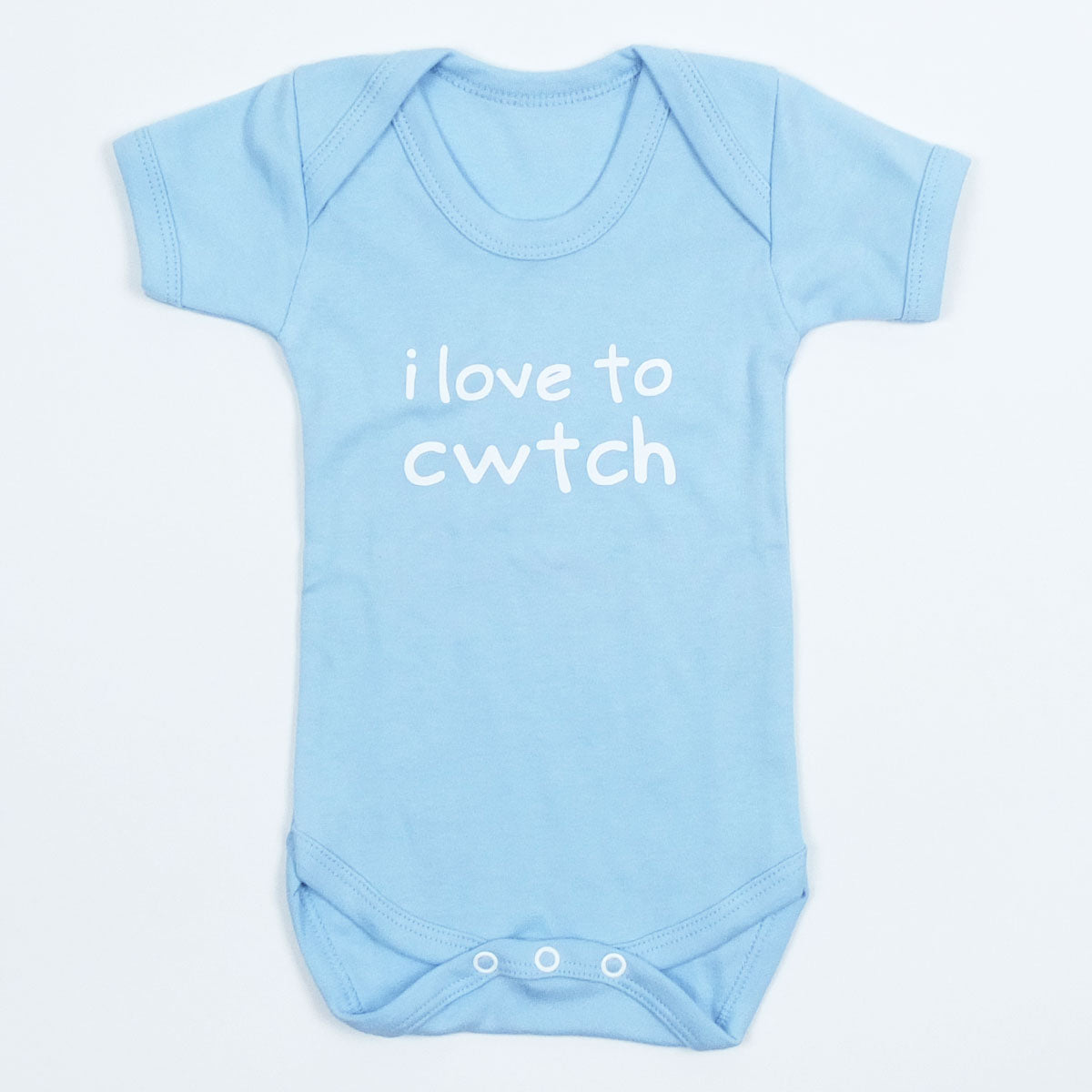 I Love to Cwtch Baby Vest in Pale Blue