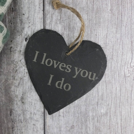Medium 'I Loves You' Slate Heart