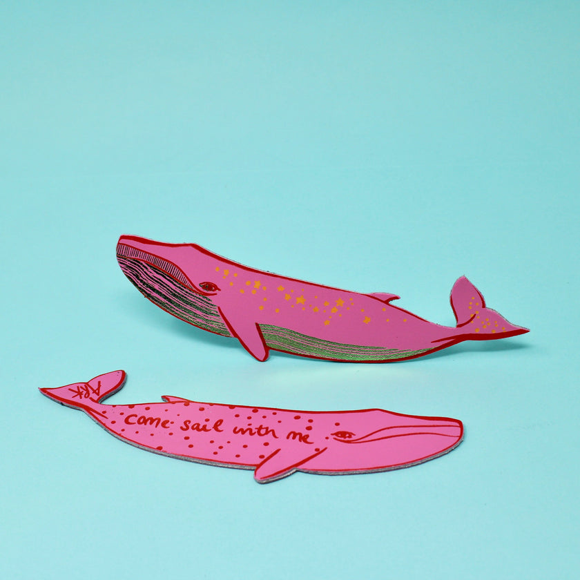 Hot Pink Whale Bookmark