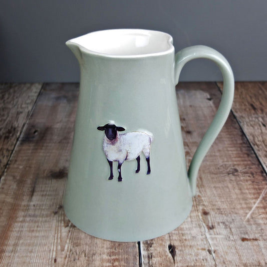 Grey Ceramic Embossed Sheep Jug