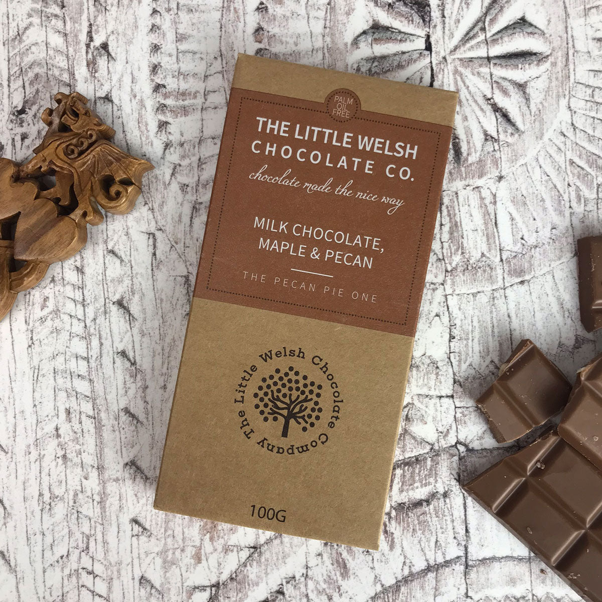 Milk Chocolate, Maple and Pecan Bar by The Little Welsh Chocolate Company