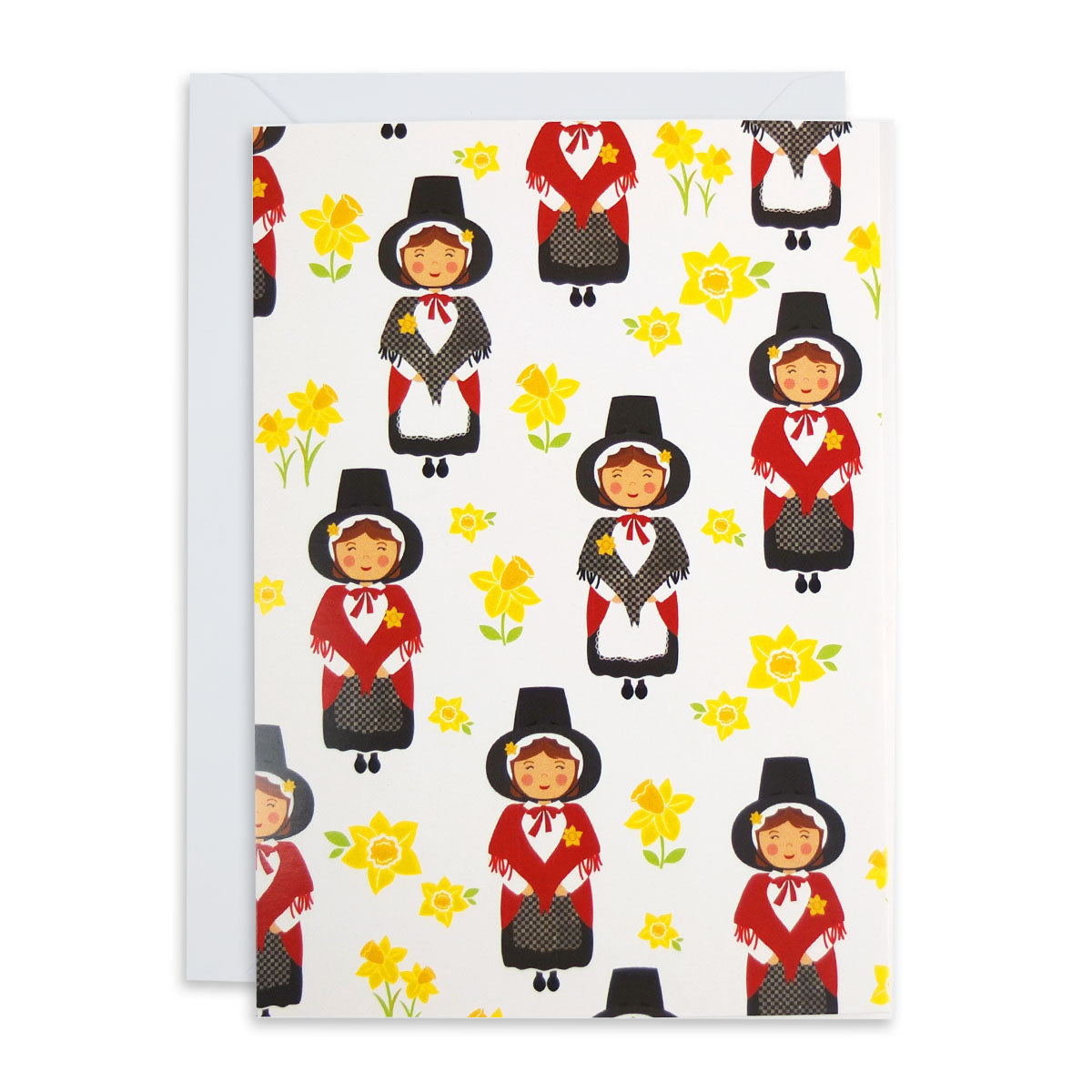 Mix of Welsh ladies and Daffodils Card