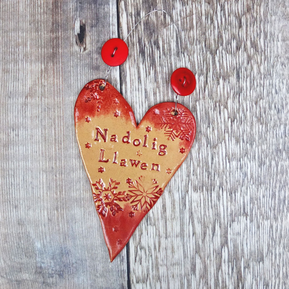 Christmas Ceramic Heart Nadolig Llawen