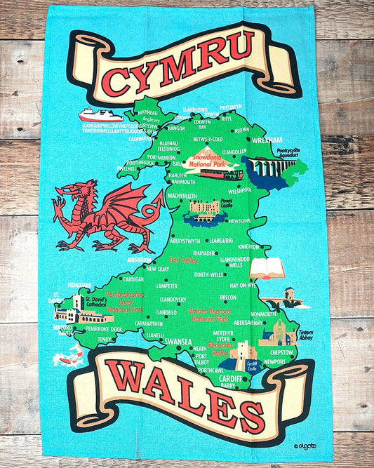 Welsh Map teatowel