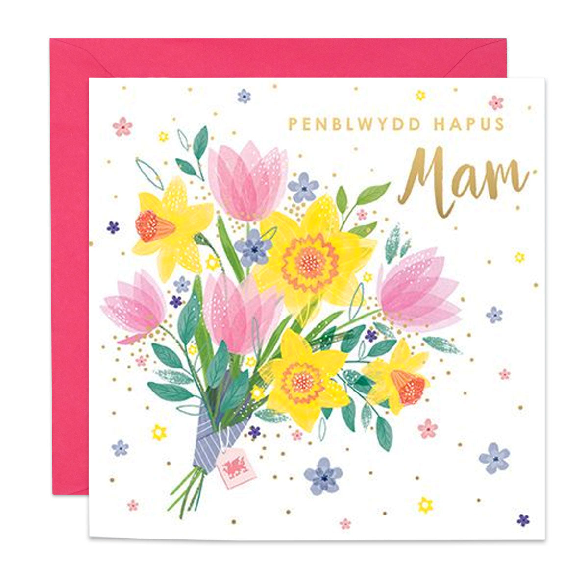 Penblwydd Hapus Mam Flowers Card
