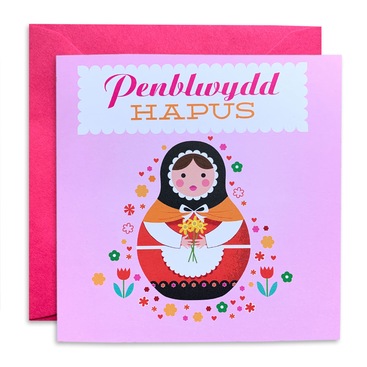 Penblwydd Hapus Welsh Lady Doll card