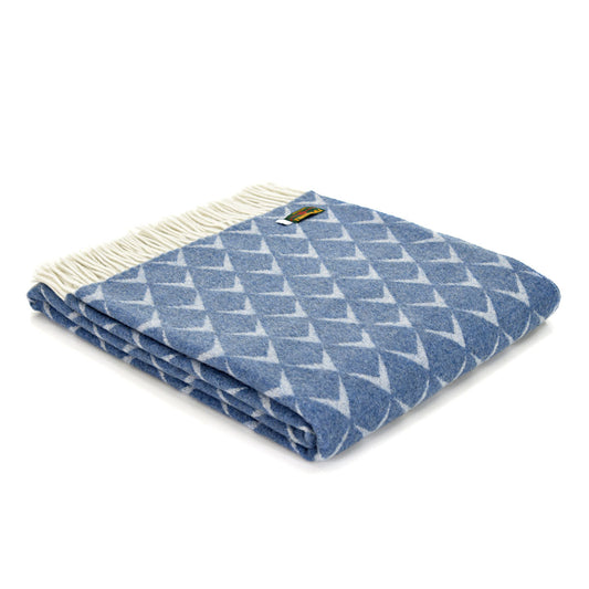Penrhos Blue Merino Welsh Blanket by Tweedmill